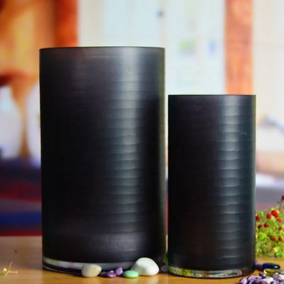 quality Hand Engraved Cylinder Decorative Glass Vase ,  Cylinder Vase Centerpieces With Pattern factory