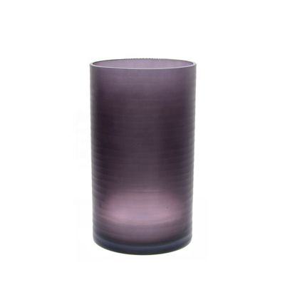 quality Hand Engraved Cylinder Decorative Glass Vase ,  Cylinder Vase Centerpieces With Pattern factory
