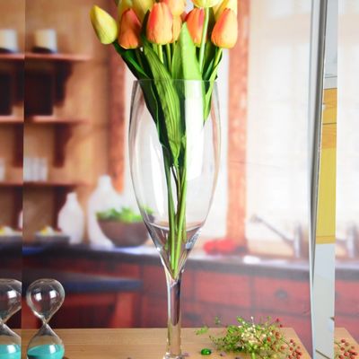 quality Europe Style Long Stem Glass Vase Centerpiece For Party factory