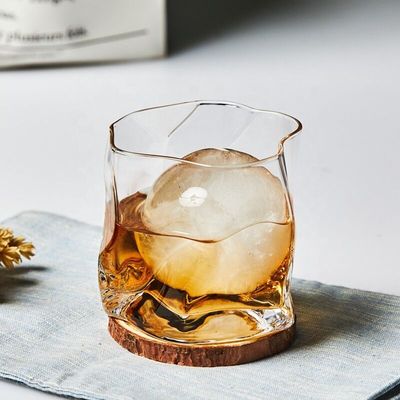quality Irregular Handmade Whiskey Glass With Gold Rim factory