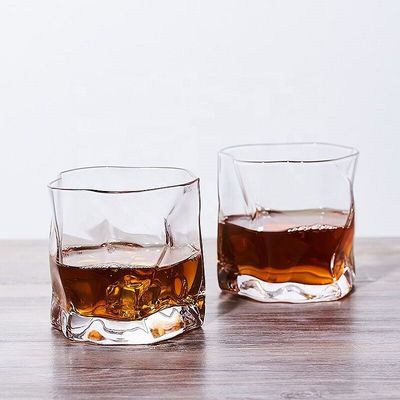 quality Irregular Handmade Whiskey Glass With Gold Rim factory