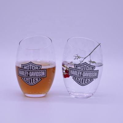 quality Angled Top 10oz Handmade Whiskey Glass With Color Logo Print factory