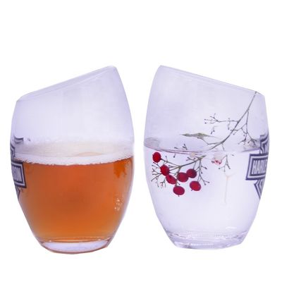 quality Angled Top 10oz Handmade Whiskey Glass With Color Logo Print factory