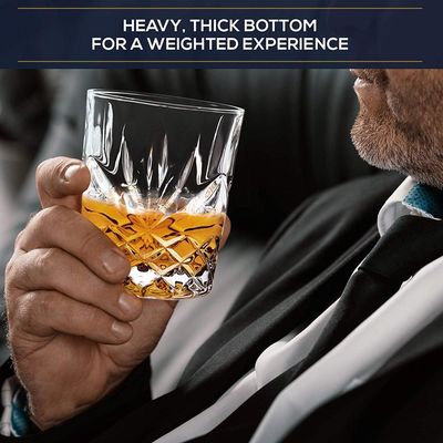 quality Old Fashioned Lead Free Embossed 10 Oz Whiskey Glasses , Whiskey Tasting Glasses factory