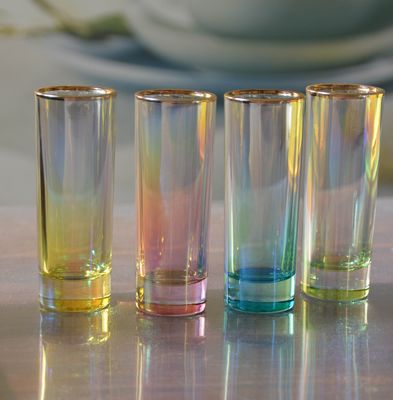 quality Personalized INS Gradient Color Gold Rim Unique Shot Glass Set factory