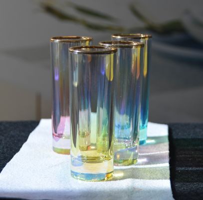 quality Personalized INS Gradient Color Gold Rim Unique Shot Glass Set factory
