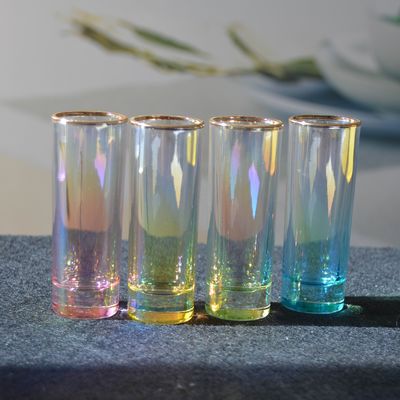 quality Personalized INS Gradient Color Gold Rim Unique Shot Glass Set factory