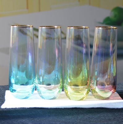 quality Personalized INS Gradient Color Gold Rim Unique Shot Glass Set factory