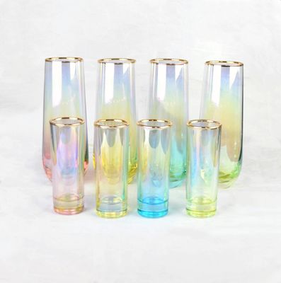 quality Personalized INS Gradient Color Gold Rim Unique Shot Glass Set factory