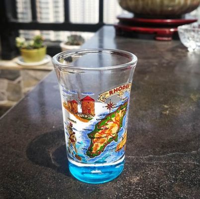 quality Logo Printed Clear  Unique Shot Glasses With Color Decal factory