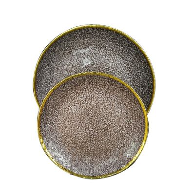 quality Golden Color Dessert Glass Charger Plates , Decorative Charger Plates For Wedding factory