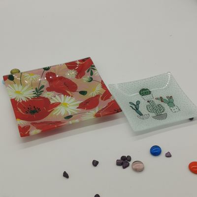 quality Customize Color Ins Cactus Square Glass Dinner Plates factory