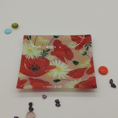 quality Customize Color Ins Cactus Square Glass Dinner Plates factory