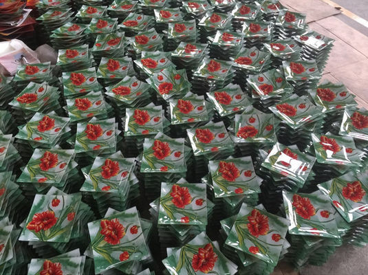 quality Customize Color Ins Cactus Square Glass Dinner Plates factory