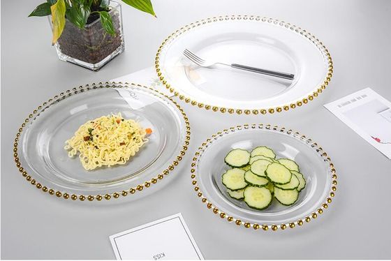 quality Gold Decorated Glass Charger Plates factory