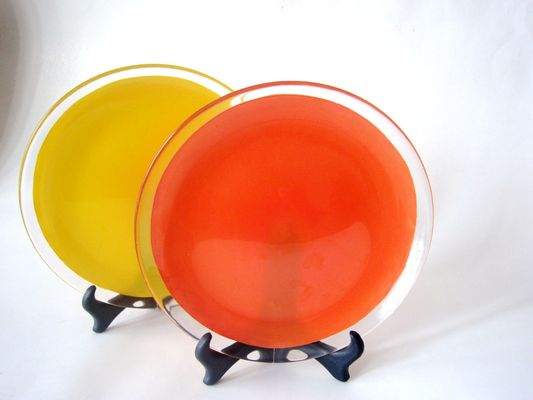 quality 10 Inch Transparent Edge Tinting Color Glass Charger Plates factory