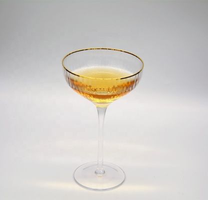 quality Customize Gold Rim Optical Stripes Crystal Cocktail Glasses factory