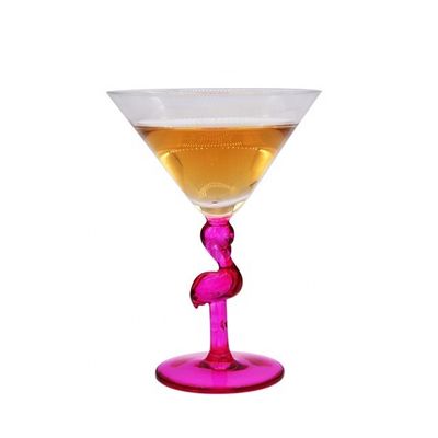 quality Pink Color  Flamingo Shaped Stem Cocktail Crystal Glasses factory