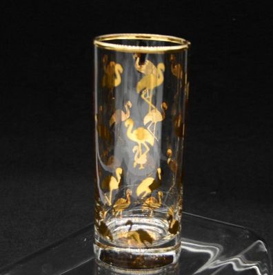 quality Golden Flamingo Printed Crystal Highball Glasses For Restaurant factory