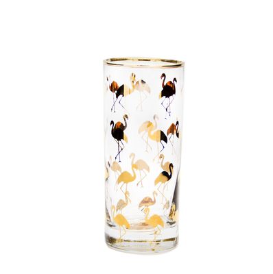 quality Golden Flamingo Printed Crystal Highball Glasses For Restaurant factory