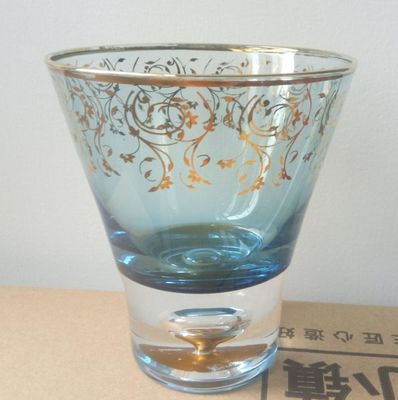 quality Blue Color Golden Rim Stemless Crystal Cocktail Glasses factory
