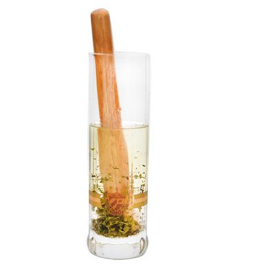 quality 8" Cylinder Crystal Cocktail Glasses With Wood Pestle factory
