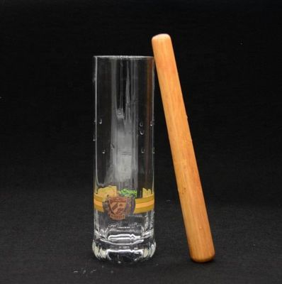 quality 8" Cylinder Crystal Cocktail Glasses With Wood Pestle factory