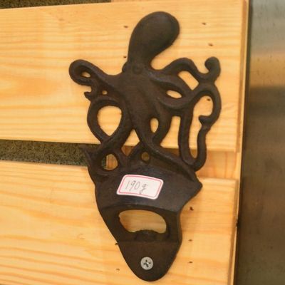 quality Rustic Wall Mounted Octopus Antique Cast Iron Bottle Opener factory