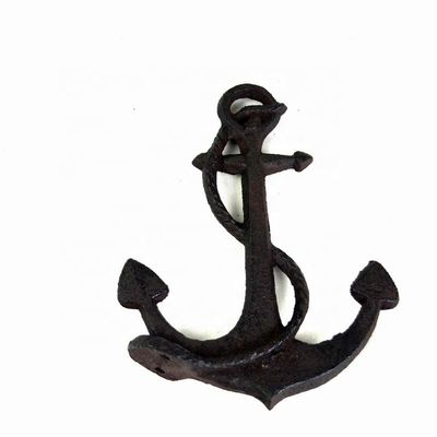 quality Decorative Anchor Shape Black Iron Coat Hooks Cast Iron Crafts factory