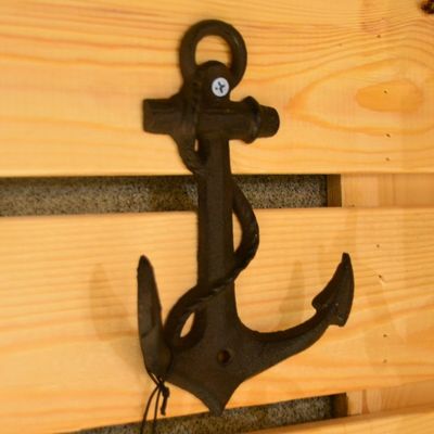 quality Decorative Anchor Shape Black Iron Coat Hooks Cast Iron Crafts factory