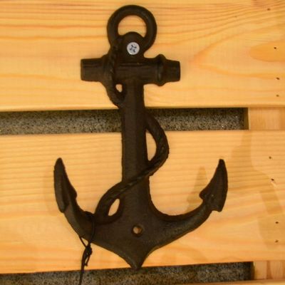 quality Decorative Anchor Shape Black Iron Coat Hooks Cast Iron Crafts factory