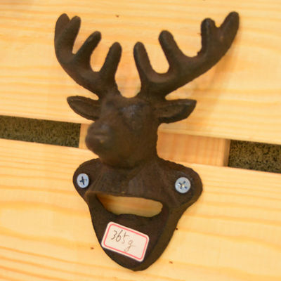 quality Home Decor Deer Head Brown Rust Cast Iron Bottle Opener factory