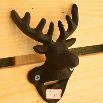 quality Home Decor Deer Head Brown Rust Cast Iron Bottle Opener factory