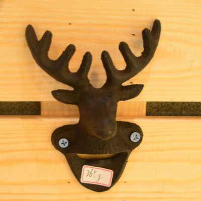quality Home Decor Deer Head Brown Rust Cast Iron Bottle Opener factory