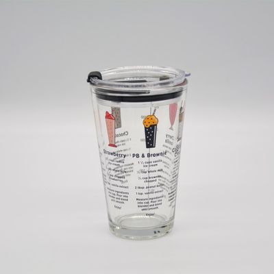 quality Decorated Pint Ice Tea Glass Cup With Lid And Silicate Straw Cocktail Tumbler Drinking Glasses factory
