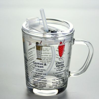 quality Cartoon Crystal Drinking Glass With Lid And Silicate Straw factory