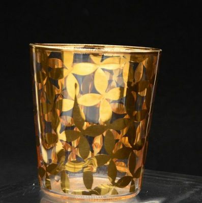 quality Gold Print High End Stemless Wine Glass Tumbler , Crystal Highball Glasses factory