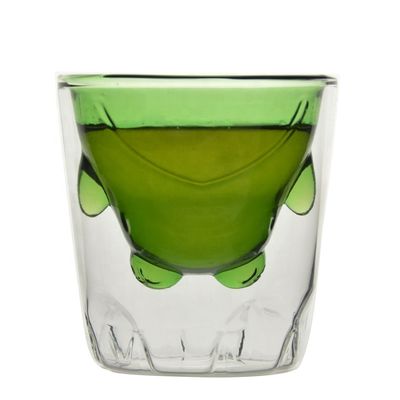 quality Green Borosilicate Double Layer Colored Drinking Glasses factory