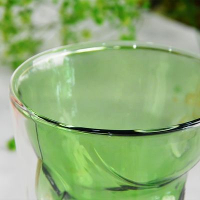 quality Green Borosilicate Double Layer Colored Drinking Glasses factory