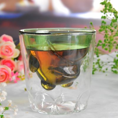 quality Green Borosilicate Double Layer Colored Drinking Glasses factory