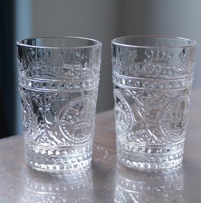 quality 8Oz Crown Design Embossed Tumbler Drinking Glasses factory