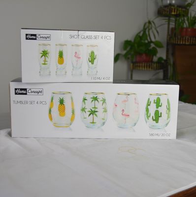 quality Hand Painted Gold Rim Wine Glass Tumbler With Color Decal factory