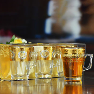 quality Golden Decorated Gold Decal Tumbler Drinking Glasses factory