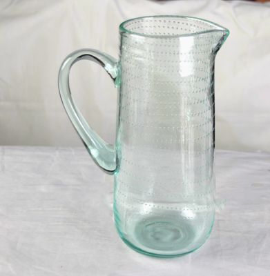 quality Recycle Green Spiraling Bubbles  Glass Water Pitcher , Large Glass Pitcher factory
