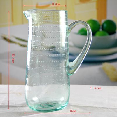 quality Recycle Green Spiraling Bubbles  Glass Water Pitcher , Large Glass Pitcher factory