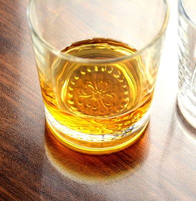 quality Wholesale Concise Tumbler Drinking Glasses Customized Embossed Flower Pattern Double Old Fashion Glass Cup factory