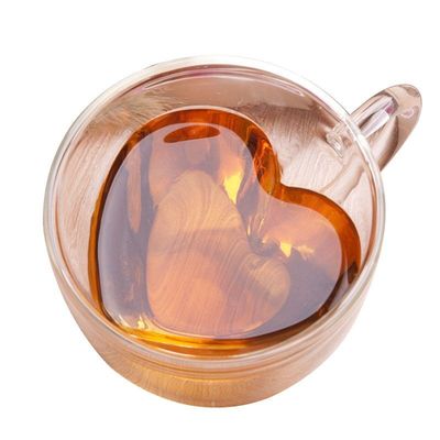 quality Creative Lover Heart Shape Borosilicate Transparent Tea Cups factory
