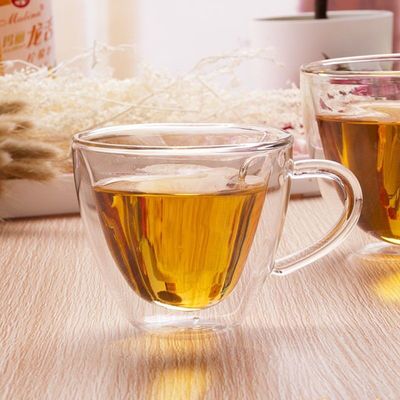 quality Creative Lover Heart Shape Borosilicate Transparent Tea Cups factory