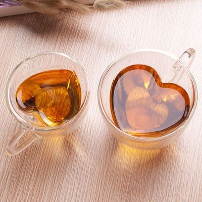 quality Creative Lover Heart Shape Borosilicate Transparent Tea Cups factory