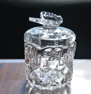 quality Butterfly Embossed Creative Crystal Glass Storage Jars factory
